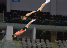 Bakıda batut gimnastikası üzrə Dünya Kubokunda iştirak edəcək idmançıların podium məşqləri. Azərbaycan, 4 mart, 2016